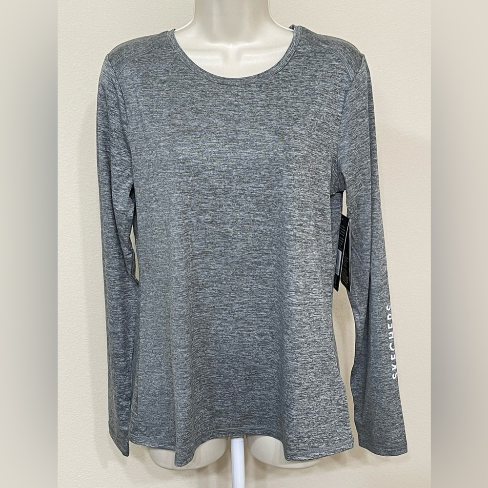 Skechers GoDri Women’s Gray Long Sleeve Round Neck Soft Activewear T-Shirt s M
